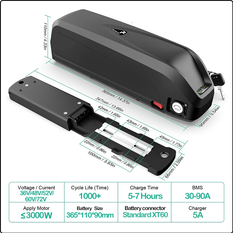 72V60V 48V 20AH 52V 36V 30AH 4 - đánh giá và giá Ebike Battery 48V 20Ah Hailong