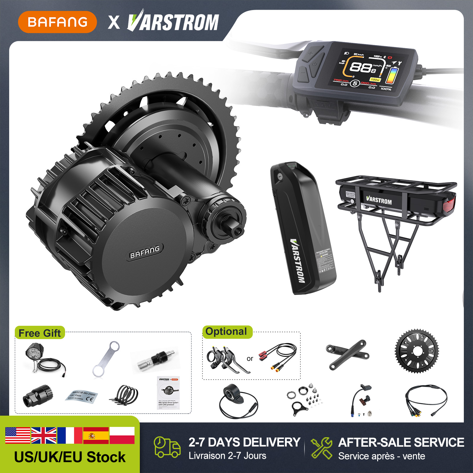 [US Stock]Bafang 48V Mid Drive - đánh giá và giá Bafang Bbs02B 48V 750W Mid Drive Kit